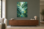 Tropical Canopy in a living room — interior mockup with the complete original artwork