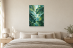 Tropical Canopy in a bedroom — interior mockup with the complete original artwork