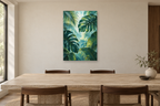 Tropical Canopy in a dining room — interior mockup with the complete original artwork