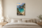 Turquoise Cove in a bedroom — interior mockup with the complete original artwork