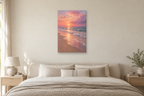 Pink Shore in a bedroom — interior mockup with the complete original artwork