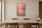 Pink Shore in a dining room — interior mockup with the complete original artwork