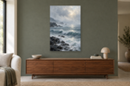 Atlantic Mist in a living room — interior mockup with the complete original artwork