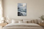 Atlantic Mist in a bedroom — interior mockup with the complete original artwork