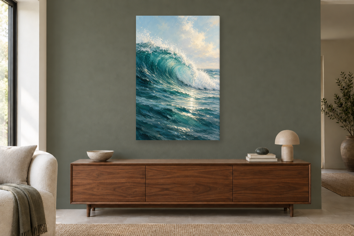 Salt Air in a living room — interior mockup with the complete original artwork