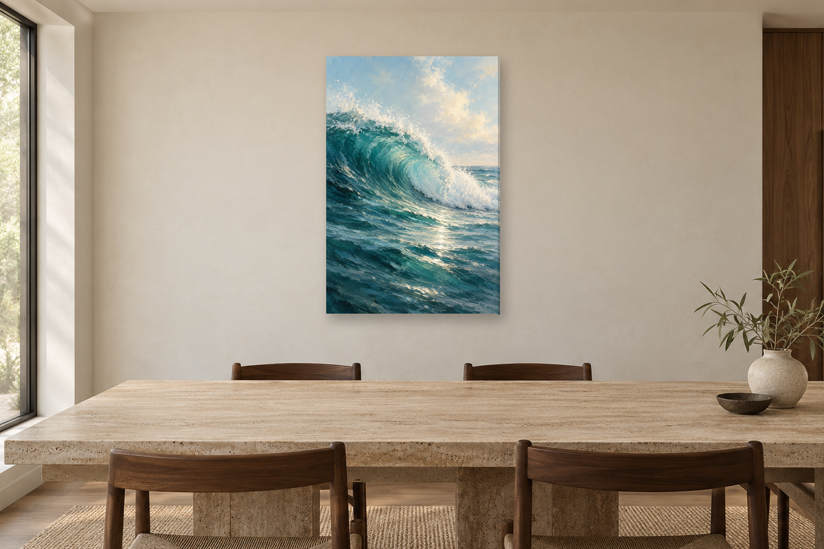 Salt Air in a dining room — interior mockup with the complete original artwork