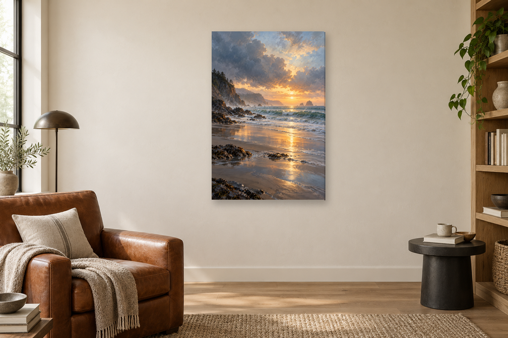 After the Rain in a reading corner — interior mockup with the complete original artwork