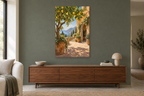 Lemon Courtyard in a living room — interior mockup with the complete original artwork