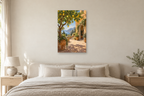 Lemon Courtyard in a bedroom — interior mockup with the complete original artwork