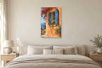 Blue Shutters in a bedroom — interior mockup with the complete original artwork