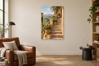 Tuscan Steps in a reading corner — interior mockup with the complete original artwork