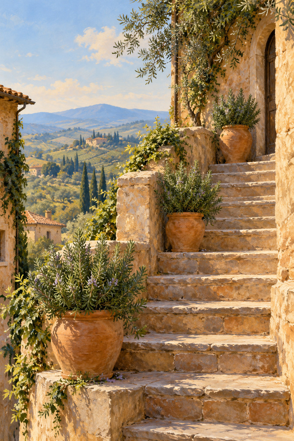 Tuscan Steps — original canvas artwork