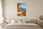 Terrace at Noon in a bedroom — interior mockup with the complete original artwork