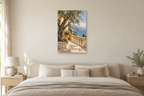 Olive Terrace in a bedroom — interior mockup with the complete original artwork