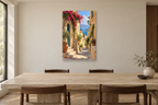Sunlit Alley in a dining room — interior mockup with the complete original artwork