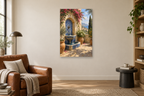 Ceramic Fountain in a reading corner — interior mockup with the complete original artwork