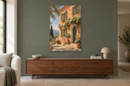 Apricot House in a living room — interior mockup with the complete original artwork
