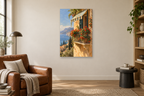 Morning Balcony in a reading corner — interior mockup with the complete original artwork