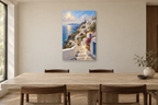 White Village in a dining room — interior mockup with the complete original artwork