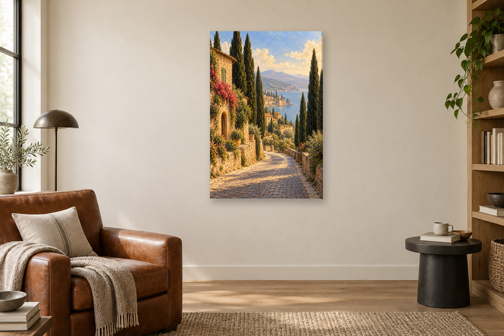 Cypress Road in a reading corner — interior mockup with the complete original artwork