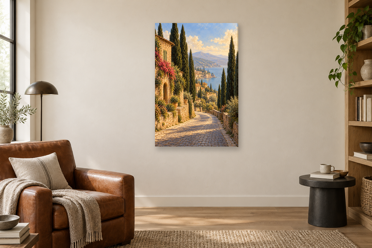 Cypress Road in a reading corner — interior mockup with the complete original artwork