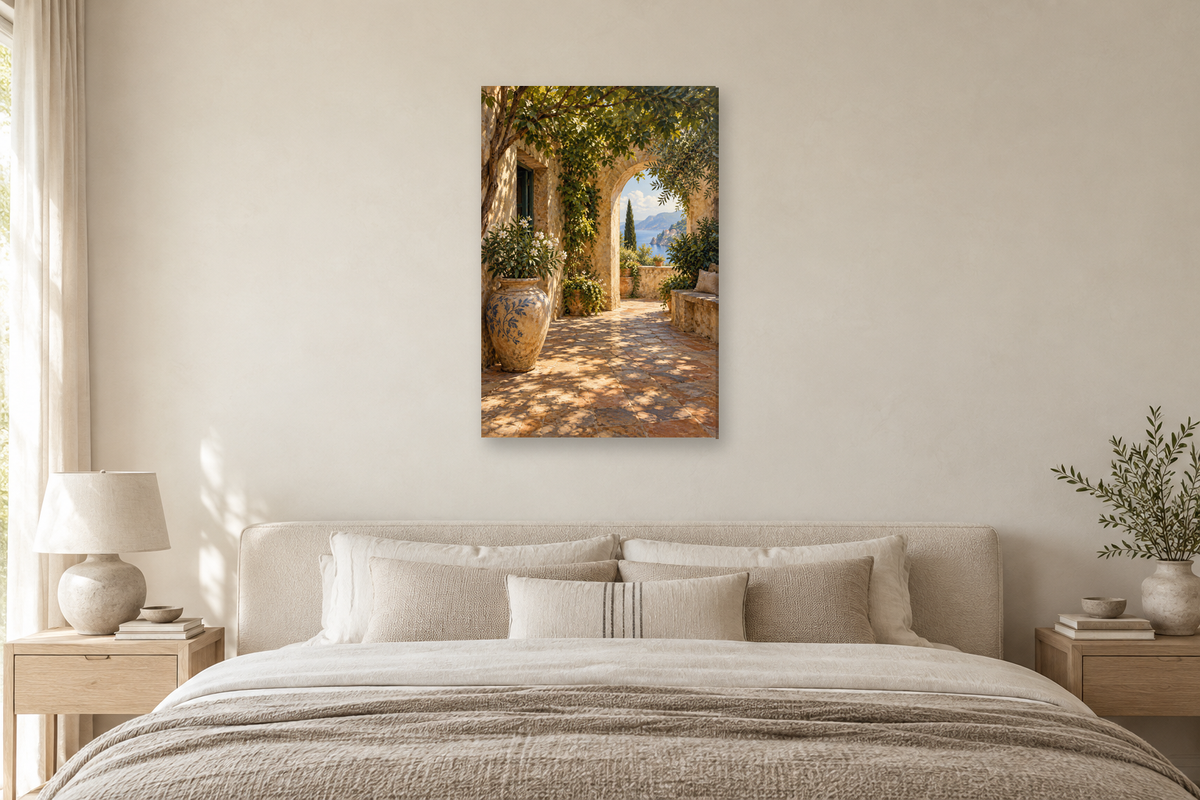 Hidden Patio in a bedroom — interior mockup with the complete original artwork