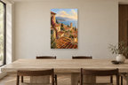 Terracotta Roofs in a dining room — interior mockup with the complete original artwork