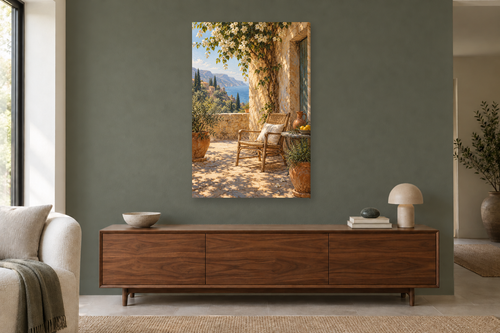 Afternoon Siesta in a living room — interior mockup with the complete original artwork