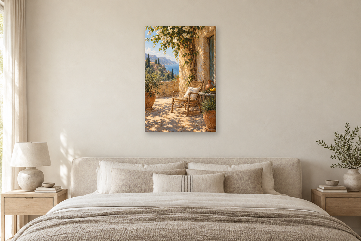 Afternoon Siesta in a bedroom — interior mockup with the complete original artwork