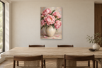 Peony Blush in a dining room — interior mockup with the complete original artwork