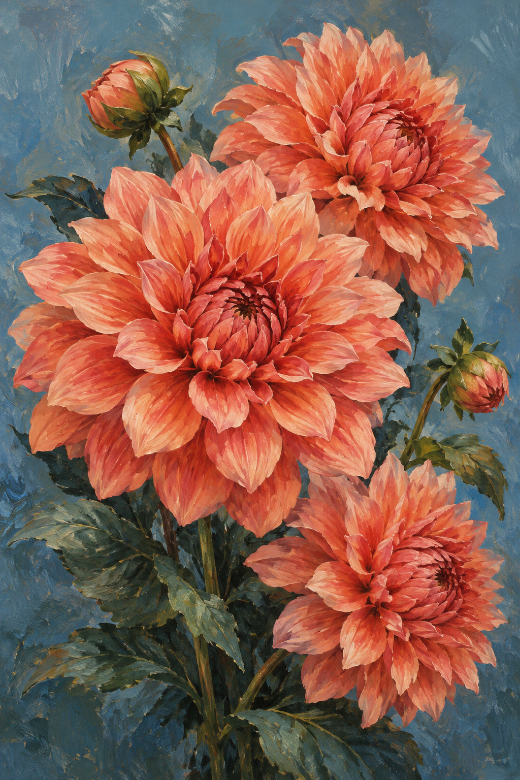 Coral Dahlias — original canvas artwork