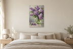 Lilac Bouquet in a bedroom — interior mockup with the complete original artwork