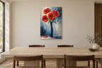 Poppy Song in a dining room — interior mockup with the complete original artwork