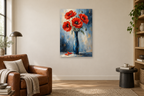 Poppy Song in a reading corner — interior mockup with the complete original artwork