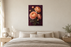 Ranunculus Silk in a bedroom — interior mockup with the complete original artwork