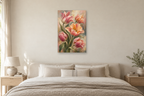 Tulip Ballet in a bedroom — interior mockup with the complete original artwork