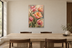 Tulip Ballet in a dining room — interior mockup with the complete original artwork