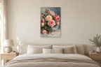Garden Roses in a bedroom — interior mockup with the complete original artwork