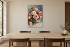 Garden Roses in a dining room — interior mockup with the complete original artwork