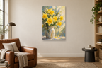 Daffodil Light in a reading corner — interior mockup with the complete original artwork