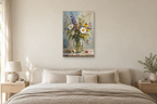 Wildflower Jar in a bedroom — interior mockup with the complete original artwork