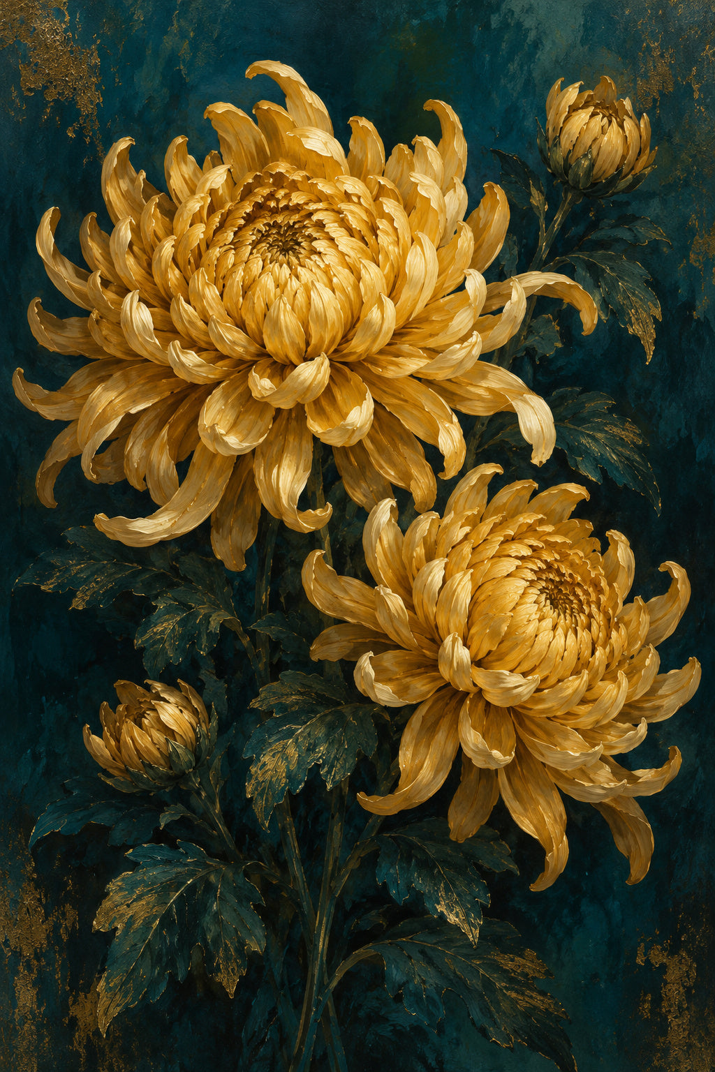 Chrysanthemum Gold — original canvas artwork