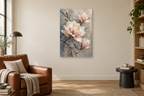 Magnolia Dawn in a reading corner — interior mockup with the complete original artwork