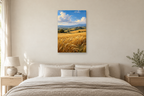 Amber Fields in a bedroom — interior mockup with the complete original artwork