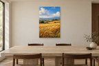 Amber Fields in a dining room — interior mockup with the complete original artwork
