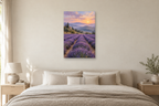 Lavender Hills in a bedroom — interior mockup with the complete original artwork