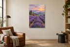 Lavender Hills in a reading corner — interior mockup with the complete original artwork