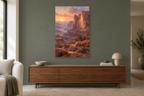 Desert Rose in a living room — interior mockup with the complete original artwork