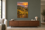 Golden Vineyard in a living room — interior mockup with the complete original artwork