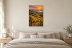 Golden Vineyard in a bedroom — interior mockup with the complete original artwork